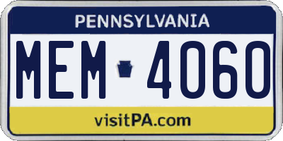 PA license plate MEM4060
