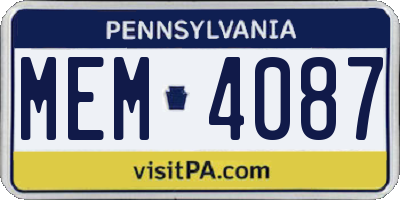 PA license plate MEM4087