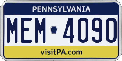 PA license plate MEM4090
