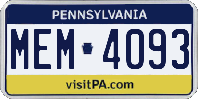 PA license plate MEM4093