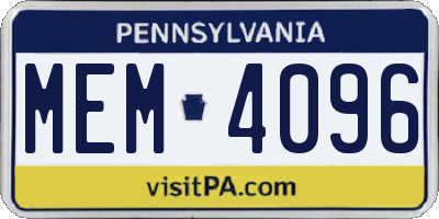 PA license plate MEM4096