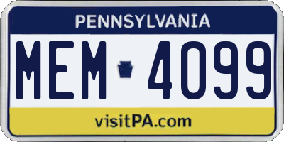 PA license plate MEM4099