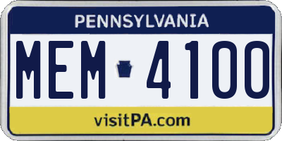 PA license plate MEM4100