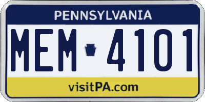 PA license plate MEM4101
