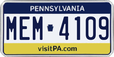 PA license plate MEM4109