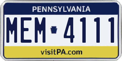PA license plate MEM4111