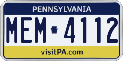 PA license plate MEM4112