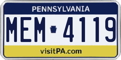 PA license plate MEM4119
