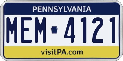 PA license plate MEM4121