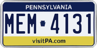 PA license plate MEM4131