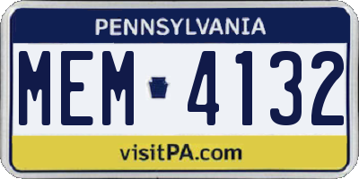 PA license plate MEM4132