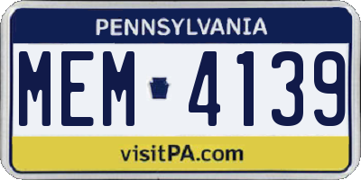 PA license plate MEM4139
