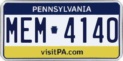 PA license plate MEM4140