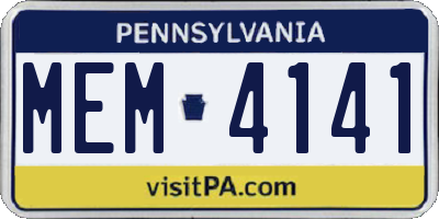 PA license plate MEM4141