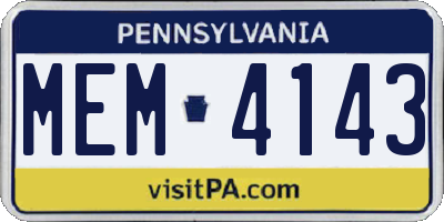 PA license plate MEM4143