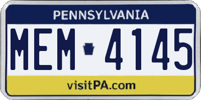 PA license plate MEM4145