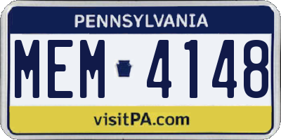 PA license plate MEM4148