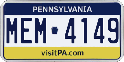 PA license plate MEM4149