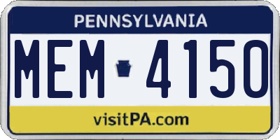 PA license plate MEM4150