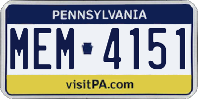 PA license plate MEM4151