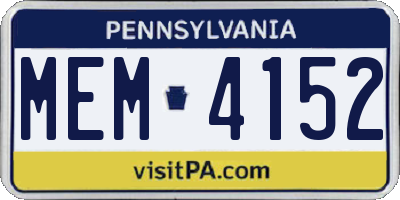 PA license plate MEM4152