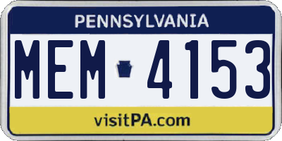 PA license plate MEM4153