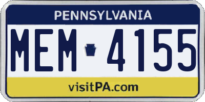 PA license plate MEM4155