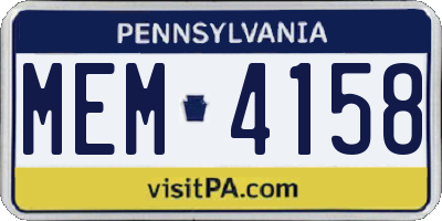 PA license plate MEM4158