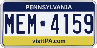 PA license plate MEM4159