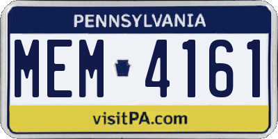 PA license plate MEM4161