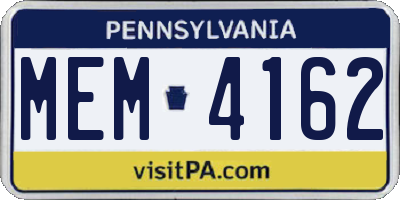 PA license plate MEM4162