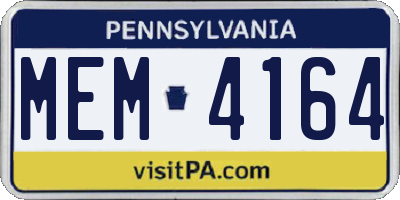 PA license plate MEM4164
