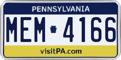PA license plate MEM4166