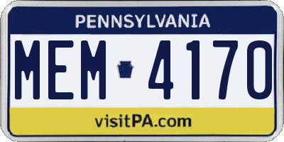 PA license plate MEM4170