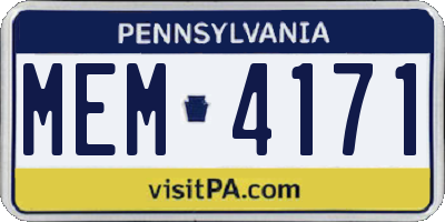 PA license plate MEM4171