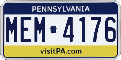 PA license plate MEM4176