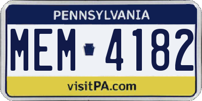 PA license plate MEM4182