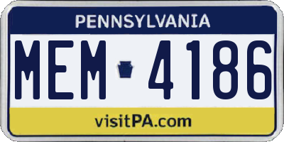 PA license plate MEM4186