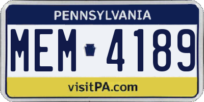 PA license plate MEM4189