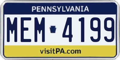 PA license plate MEM4199