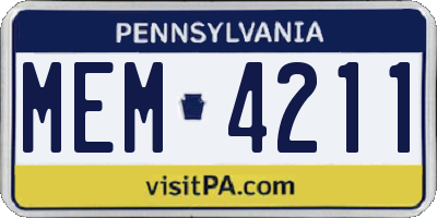 PA license plate MEM4211