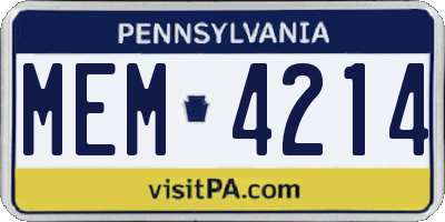 PA license plate MEM4214
