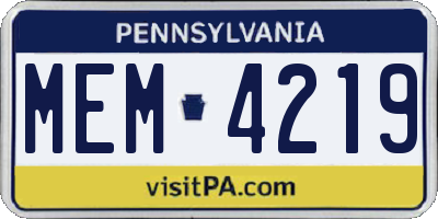 PA license plate MEM4219