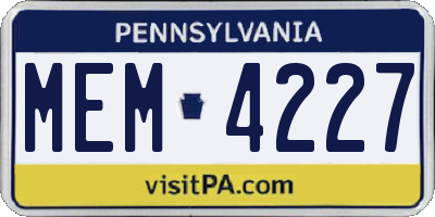 PA license plate MEM4227