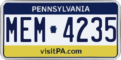 PA license plate MEM4235