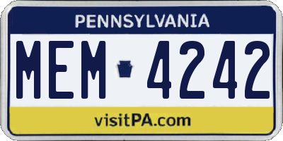 PA license plate MEM4242
