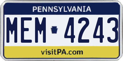 PA license plate MEM4243
