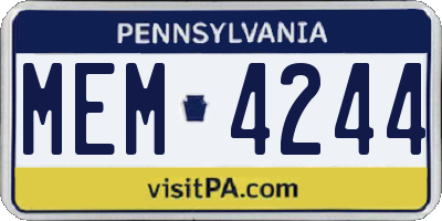 PA license plate MEM4244