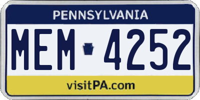 PA license plate MEM4252