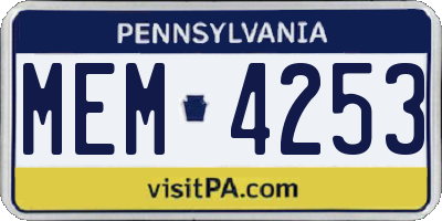 PA license plate MEM4253
